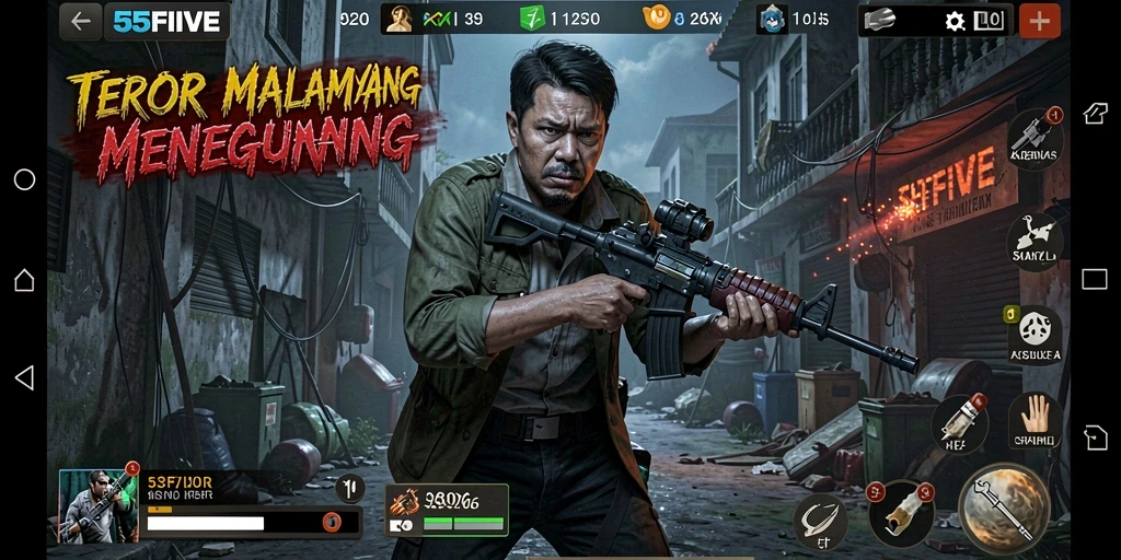 Screenshot menunjukkan karakter utama yang ketakutan di lorong gelap.