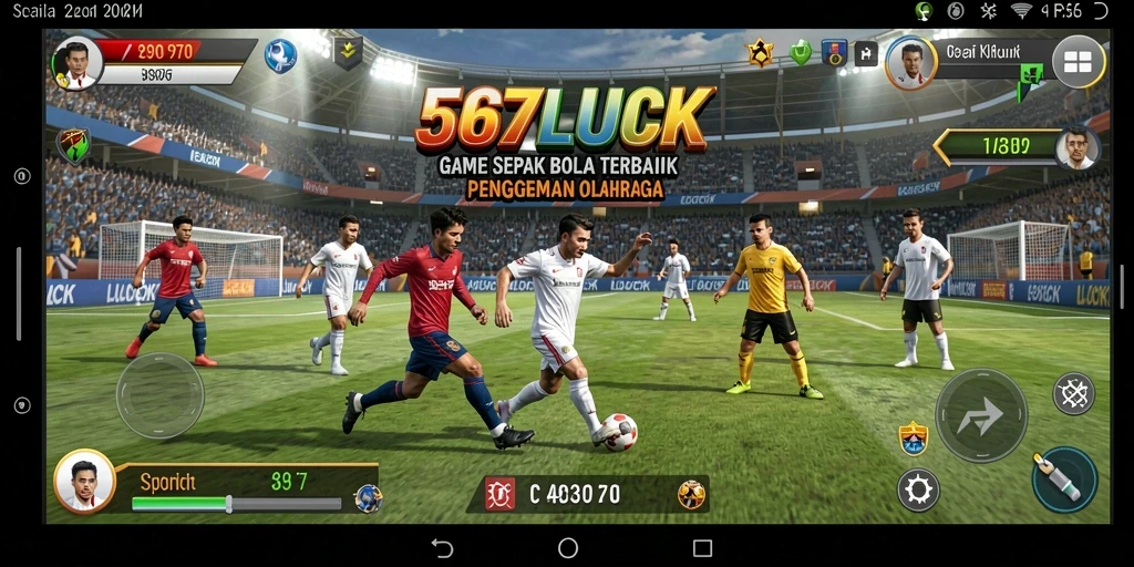 Tangkapan layar gameplay <strong>567LUCK</strong> menampilkan pertandingan sepak bola seru dan dinamis.