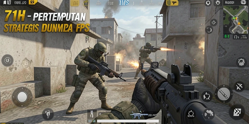 Screenshot utama 71H menampilkan aksi pertempuran FPS yang mendebarkan.