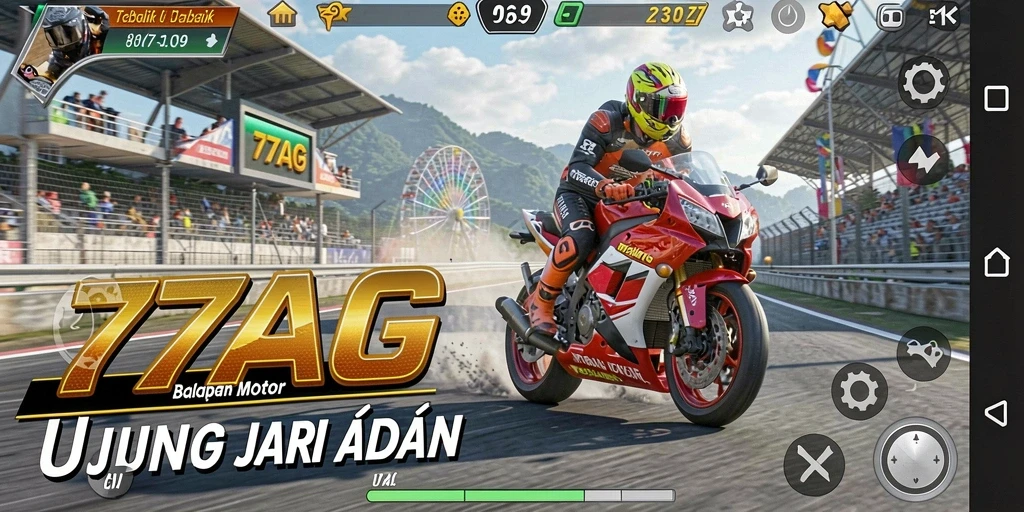 Gameplay mendebarkan dengan lintasan balapan motor.