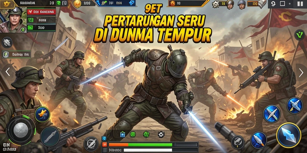 Tampilan gameplay seru di 9ET, pertarungan epik antara karakter.