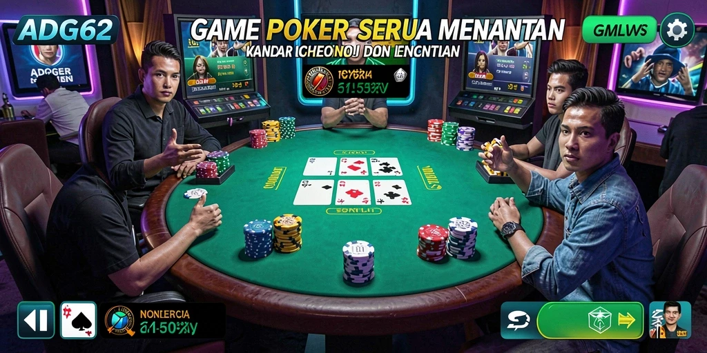 Tampilan gameplay poker yang mendebarkan di ADG62.