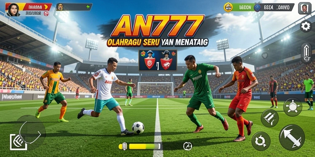 Tampilan gameplay AN777 dengan aksi olahraga yang mendebarkan.