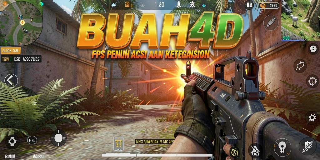 Tampilan gameplay BUAH4D yang intens dan mendebarkan di arena FPS.