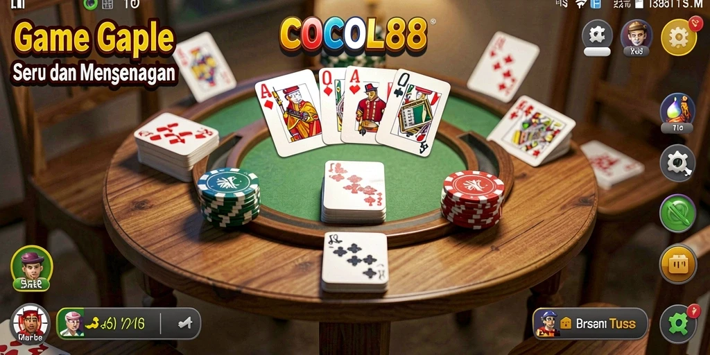 Tampilan gameplay seru COCOL88 dengan tema Gaple yang menarik.