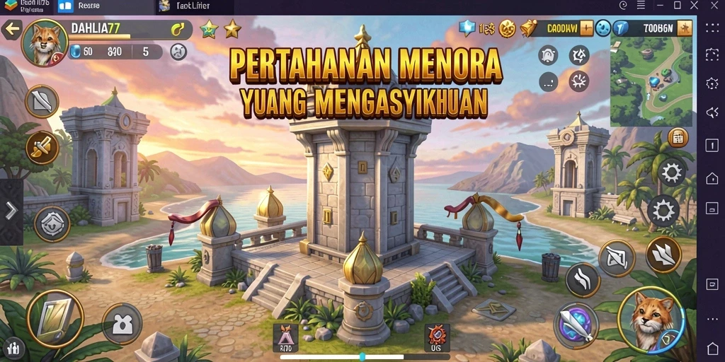 Tampilan gameplay menara yang menakjubkan di DAHLIA77.