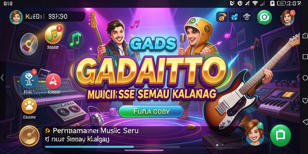 Tampilan gameplay seru GADAITOTO saat menyelesaikan tantangan musik.