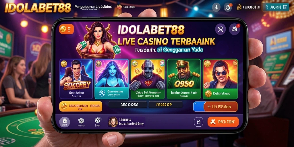 Menampilkan gameplay seru di Live Casino IDOLABET88 dengan dealer langsung.