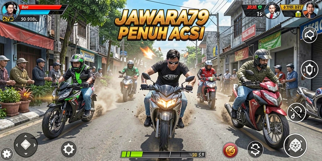 Tampilan gameplay balapan yang seru di JAWARA79.