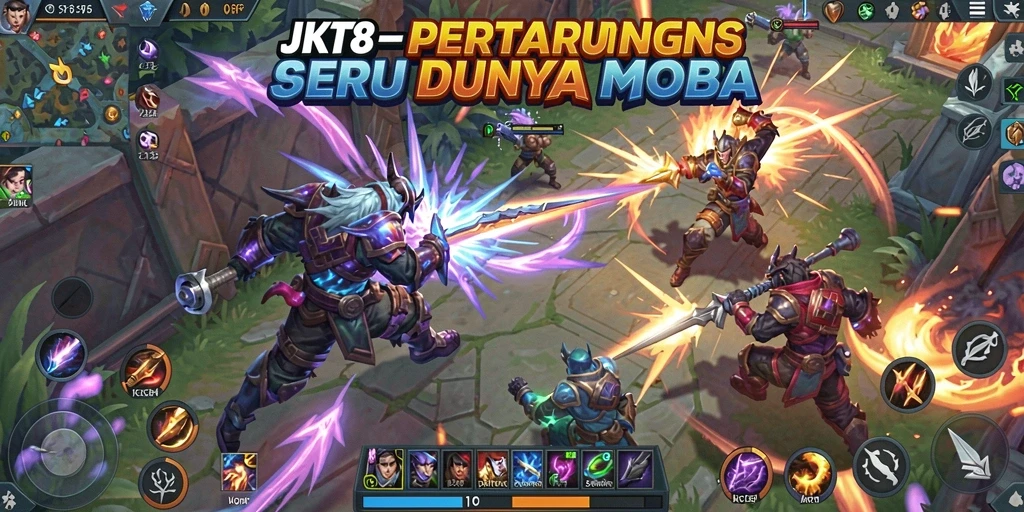 Tampilan gameplay JKT8 yang intens dan mendebarkan.