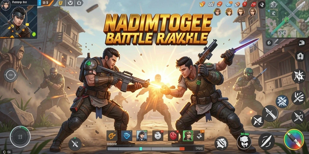 Screenshot gameplay NADIMTOGEL, menunjukkan aksi Battle Royale yang seru.