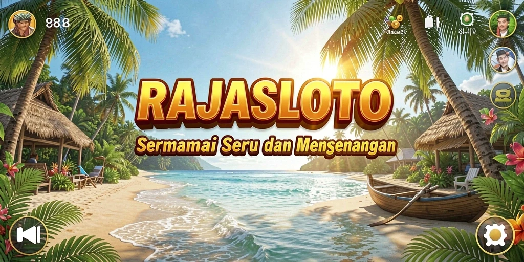 Screenshot tampilan utama gameplay RAJASLOTO yang penuh warna.