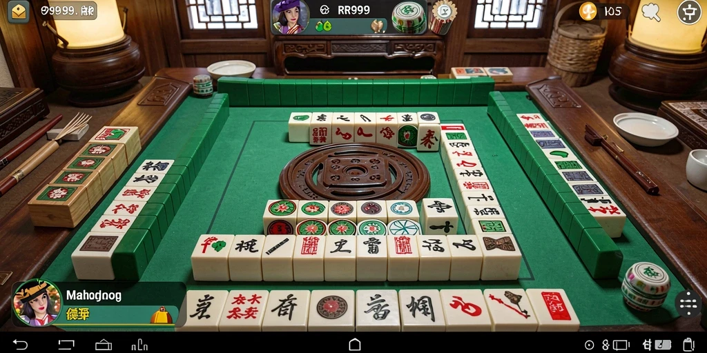 Screenshot gameplay RR999 menampilkan sesi permainan Mahjong yang menegangkan dan seru.