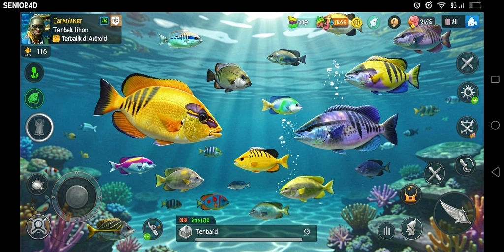Tangkapan layar SENIOR4D menampilkan aksi seru tembak ikan.