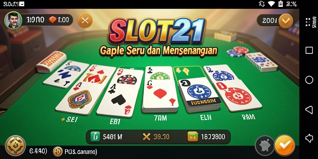 Tampilan gameplay SLOT21 yang menegangkan dan seru saat bermain Gaple.