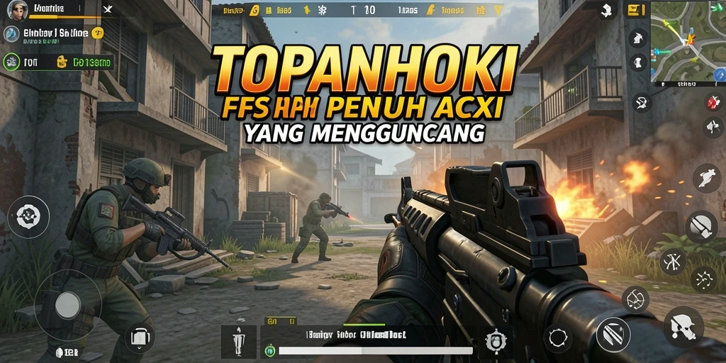 Visual gameplay menarik dari TOPANHOKI dengan aksi tembak-menembak.