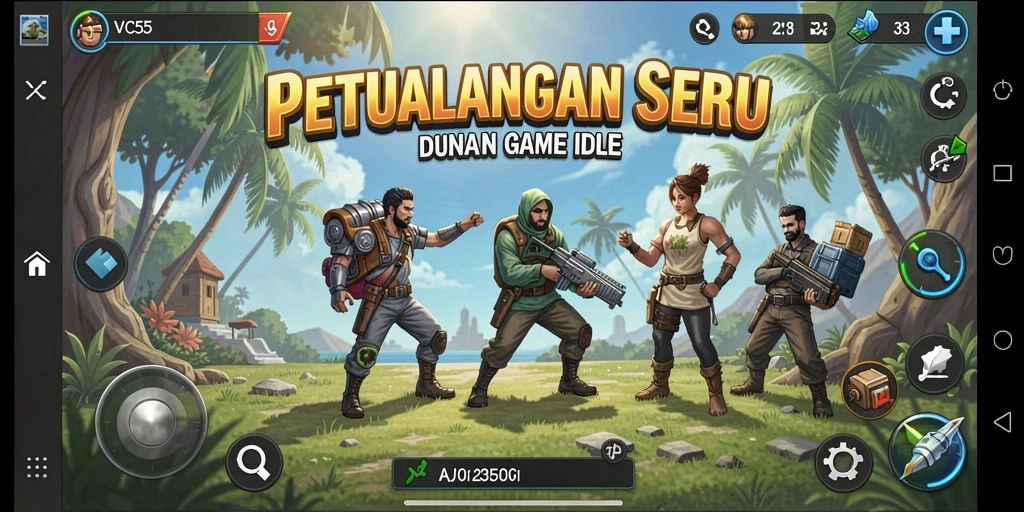 Screenshot gameplay VC55 yang menunjukkan manajemen sumber daya Idle.