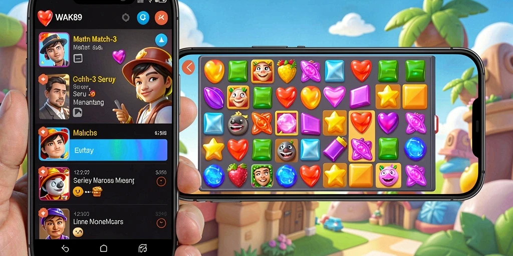 Tampilan gameplay seru dari WAK89 dengan elemen Match-3 yang menantang.
