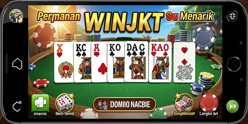 Screenshot gameplay WINJKT dengan aksi domino yang seru.