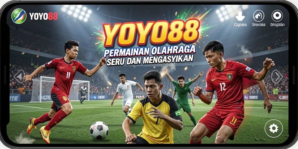 Tampilan utama gameplay YOYO88 dengan aksi olahraga mendebarkan.