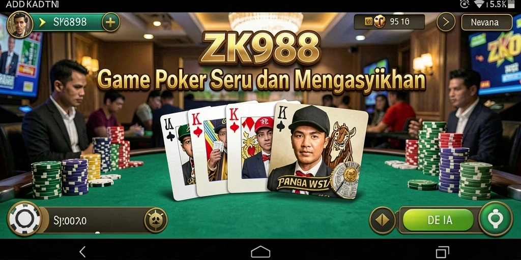 Tampilan gameplay ZK988 yang menarik saat bermain Poker online.